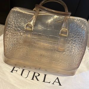 FURLA clear crocodile print silicon tote